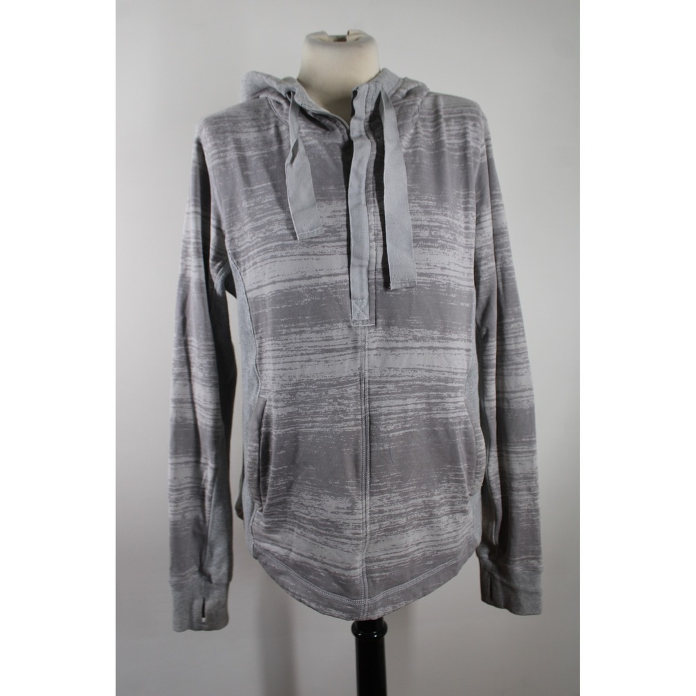 Sonice XL Gray Hoodie Space Dye Activewear Thumbhole Pullover Sweatshirt